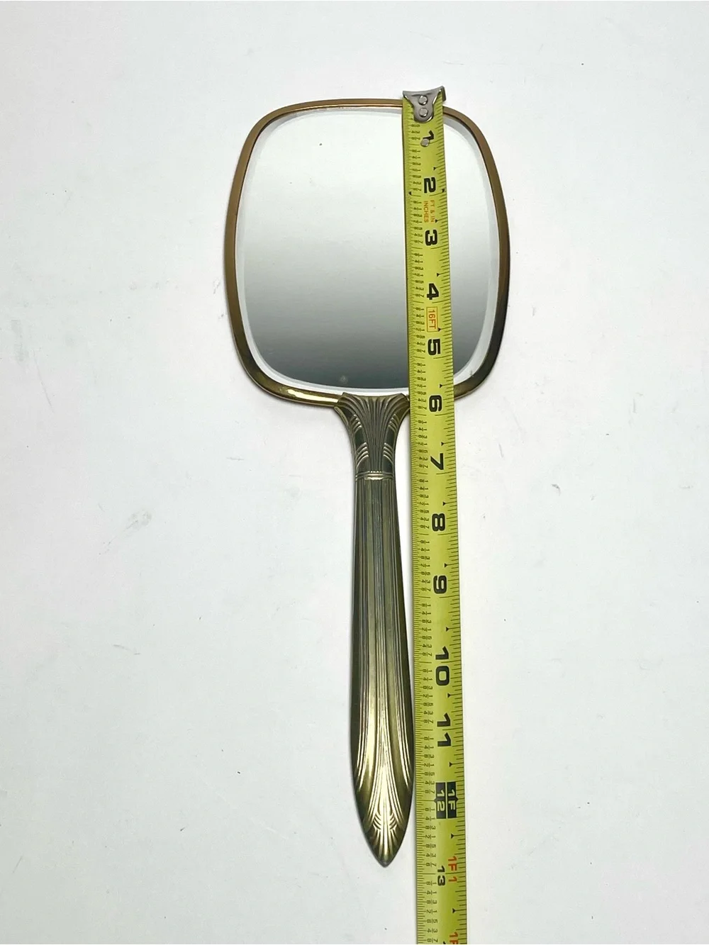 Vintage Brass Hand Mirror - Hollywood Regency Floral Vanity Decor 12.5